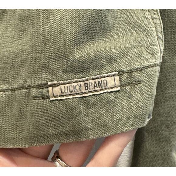 Lucky Brand Regulation Size Medium Jacket Green Military Distressed Pockets - Picture 5 of 7